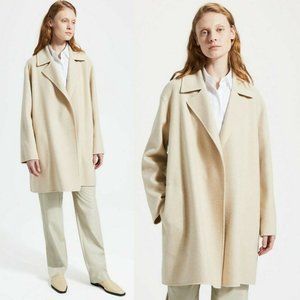NWOT Theory 38% CASHMERE Coat Overlay DF Double Face Oatmeal Mélange